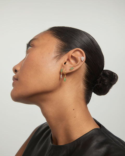 PDPAOLA Green Aventurine Ginger Single Earring - 925 Sterling Silver / 18K Gold Plating
