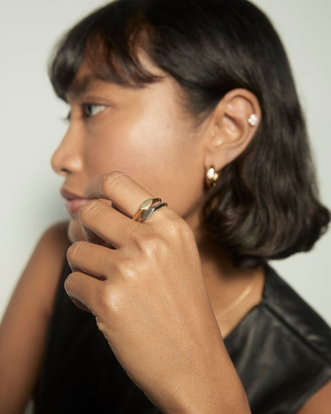 PDPAOLA Duke Stamp Ring - 925 Sterling Silver / 18K Gold Plating
