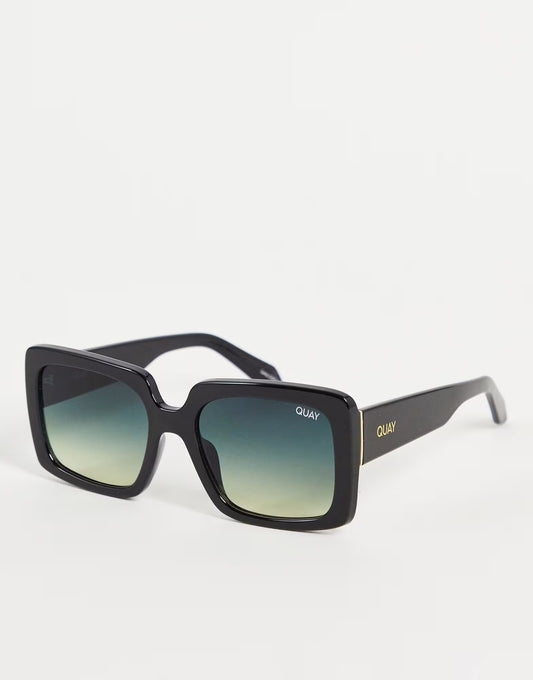 QUAY Total Vibe Sunglasses - Black/Smoke Green