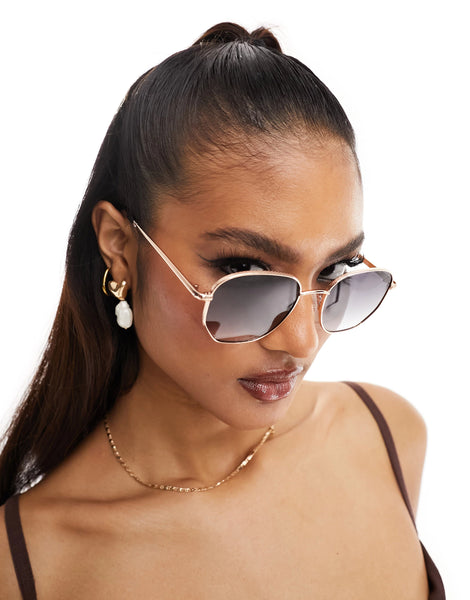 QUAY Big Time Texture Sunglasses - Gold/Smoke