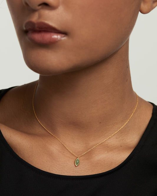 PDPAOLA Green Aventurine Nomad Necklace - 925 Sterling Silver / 18K Gold Plating