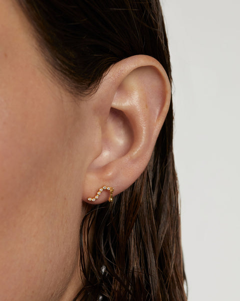 PDPAOLA Swim Single Stud Earring - 925 Sterling Silver / 18K Gold Plating