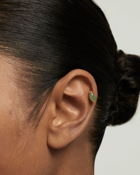 PDPAOLA Green Aventurine Nomad Single Earring - 925 Sterling Silver / 18K Gold Plating