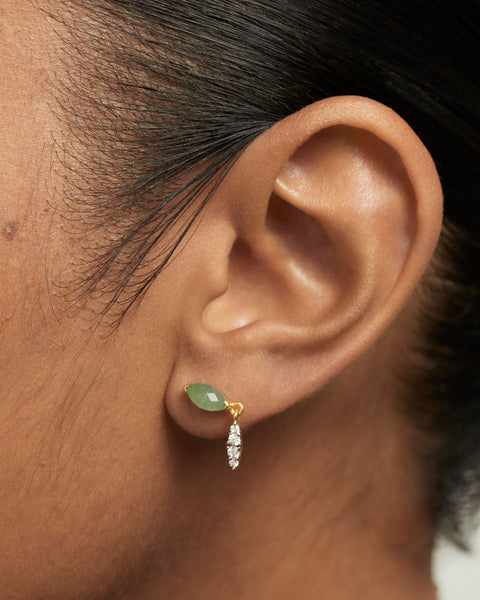 PDPAOLA Green Aventurine Ginger Single Earring - 925 Sterling Silver / 18K Gold Plating