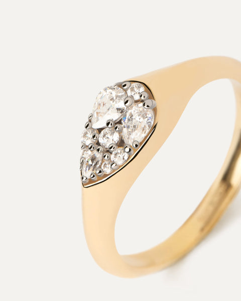 PDPAOLA Vanilla Stamp Ring - 925 Sterling Silver / 18K Gold Plating