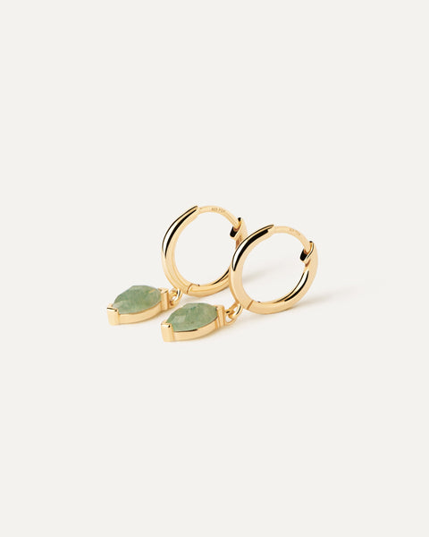 PDPAOLA Green Aventurine Nomad Hoop Earrings - 925 Sterling Silver / 18K Gold Plating