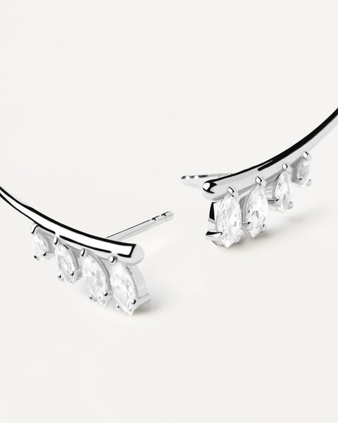 PDPAOLA Aqua Silver Climbing Earrings - 925 Sterling Silver