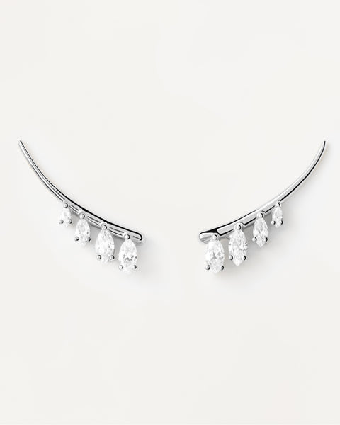 PDPAOLA Aqua Silver Climbing Earrings - 925 Sterling Silver