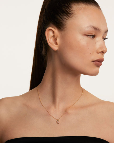 PDPAOLA Mini Letter Q Necklace - 925 Sterling Silver / 18K Gold Plating