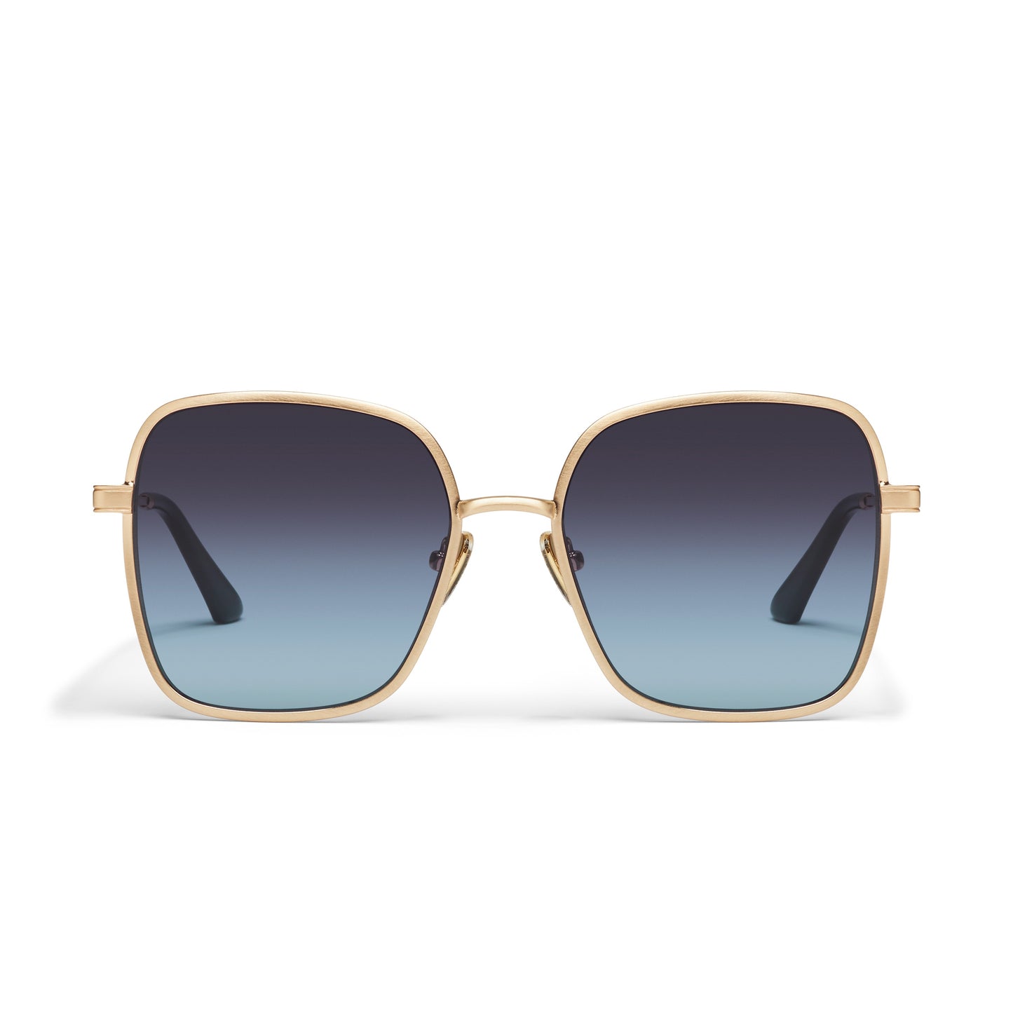 QUAY 5th Ave Sunglasses  - Brushed Gold/Smoke Aqua