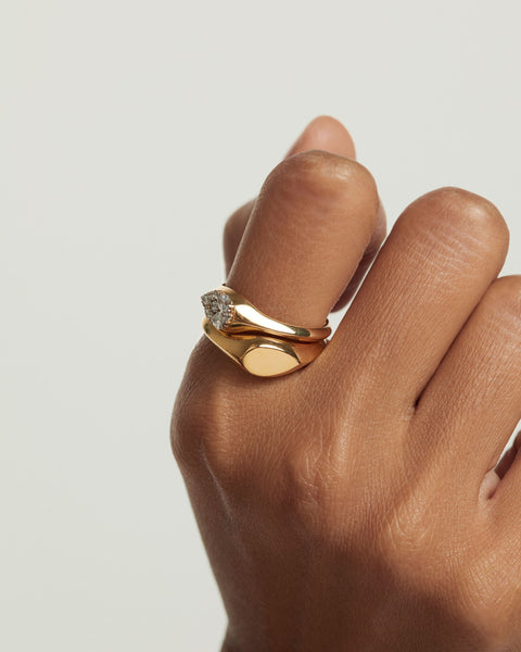 PDPAOLA Vanilla Stamp Ring - 925 Sterling Silver / 18K Gold Plating