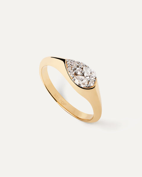 PDPAOLA Vanilla Stamp Ring - 925 Sterling Silver / 18K Gold Plating