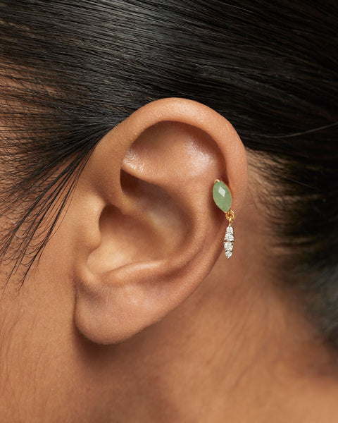 PDPAOLA Green Aventurine Ginger Single Earring - 925 Sterling Silver / 18K Gold Plating