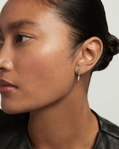 PDPAOLA Green Aventurine Ginger Single Earring - 925 Sterling Silver / 18K Gold Plating