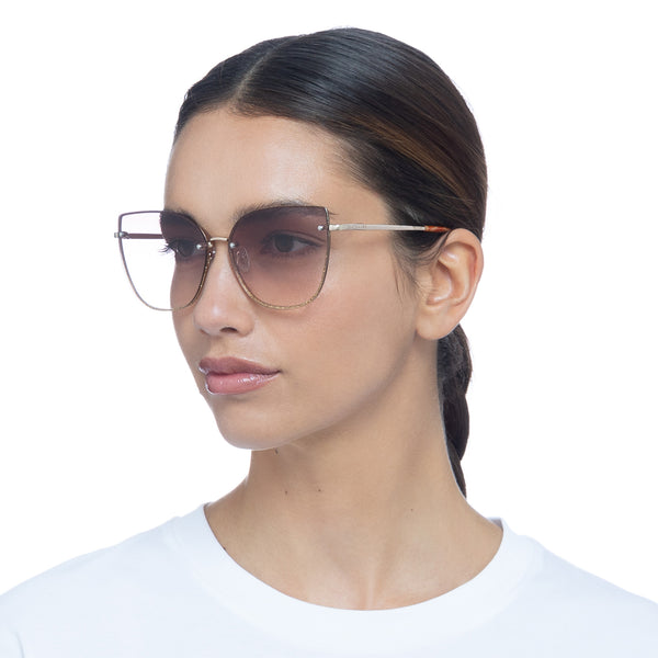 AIRE Amor Sunglasses - Bright Gold Shimmer/Brown Grad