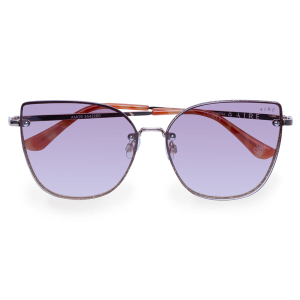 AIRE Amor Sunglasses - Bright Gold Shimmer/Brown Grad