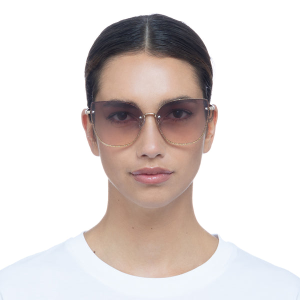AIRE Amor Sunglasses - Bright Gold Shimmer/Brown Grad