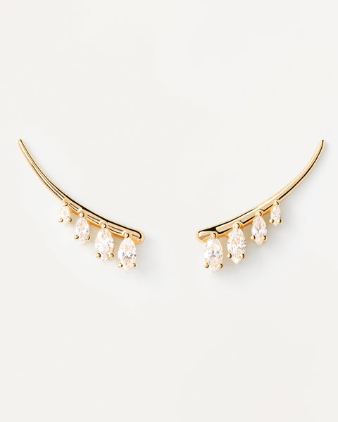 PDPAOLA Aqua Climbing Earrings - 925 Sterling Silver / 18K Gold Plating