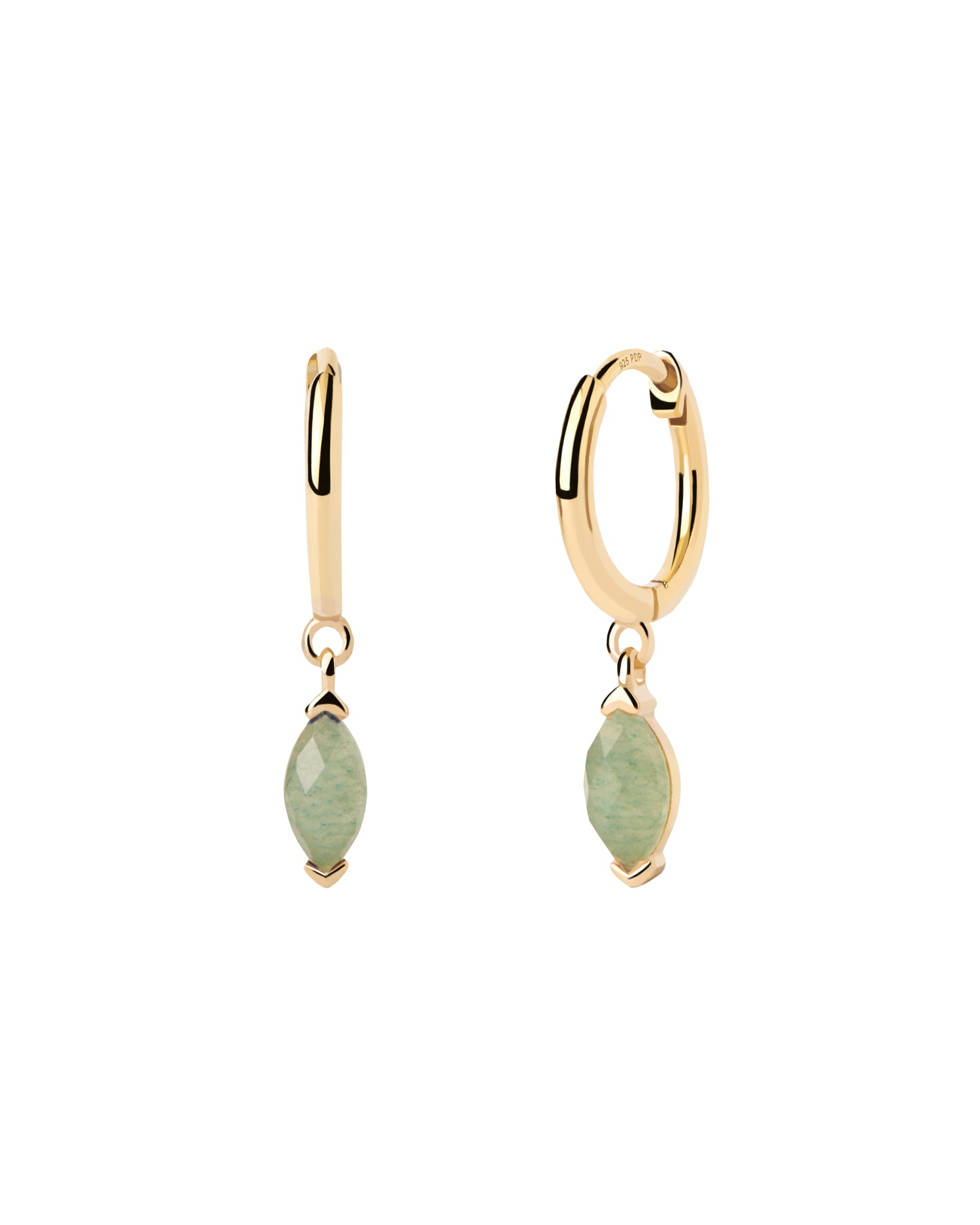 PDPAOLA Green Aventurine Nomad Hoop Earrings - 925 Sterling Silver / 18K Gold Plating