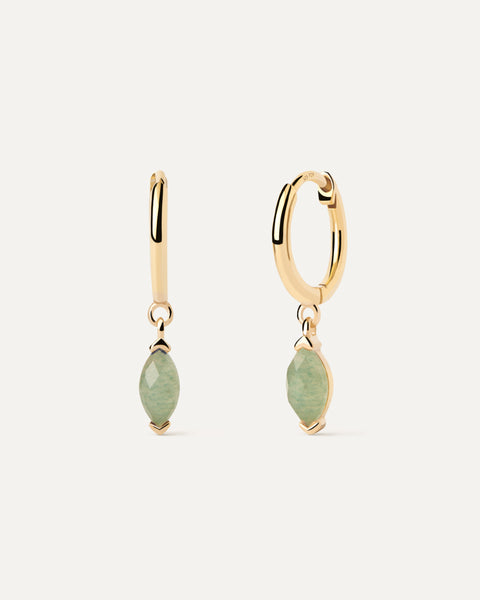 PDPAOLA Green Aventurine Nomad Hoop Earrings - 925 Sterling Silver / 18K Gold Plating