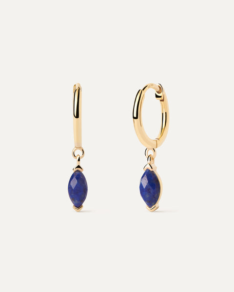 PDPAOLA Lapis Lazuli Nomad Hoop Earrings - 925 Sterling Silver / 18K Gold Plating