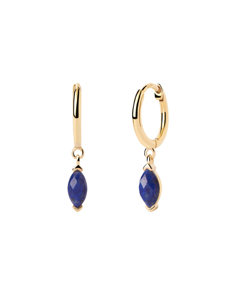 PDPAOLA Lapis Lazuli Nomad Hoop Earrings - 925 Sterling Silver / 18K Gold Plating