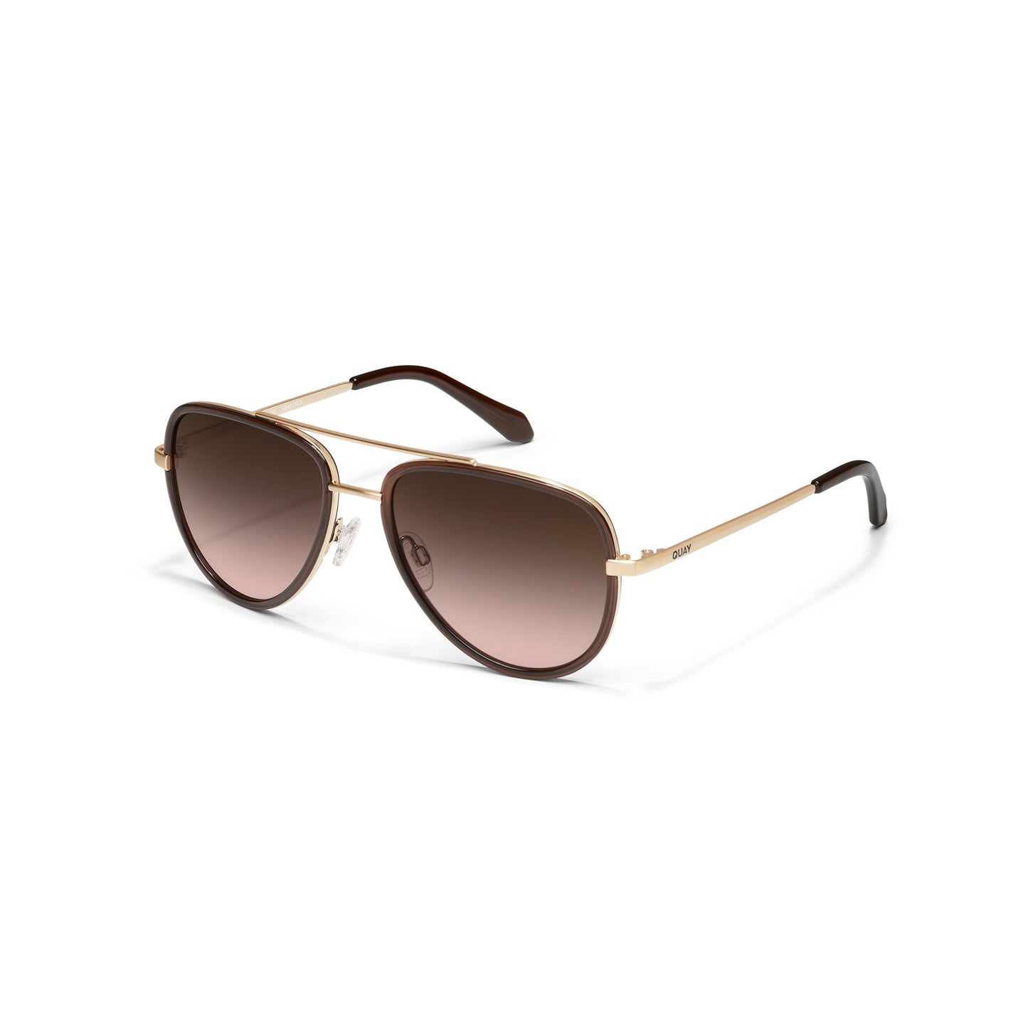 QUAY All In Medium Sunglasses - Dark Brown/Brown Rose