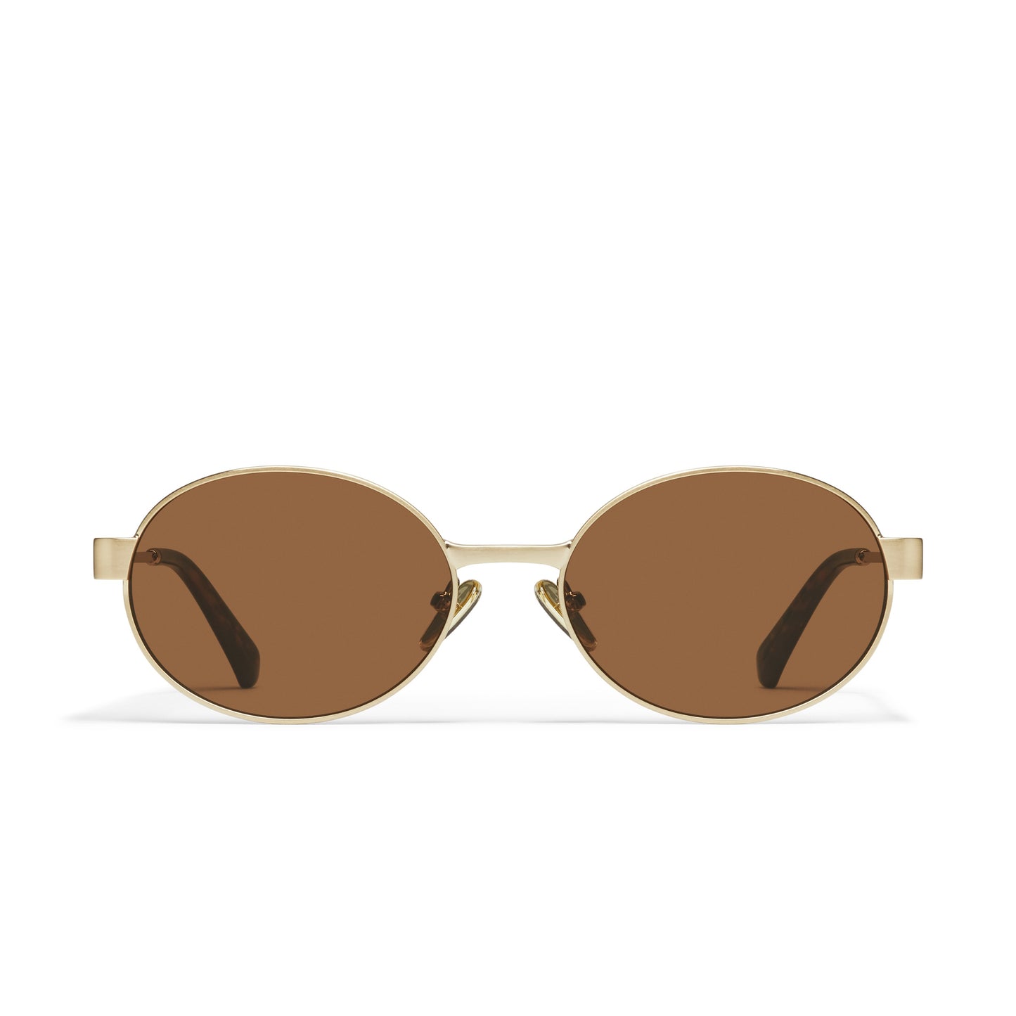 QUAY Anyways Sunglasses - Brushed Gold/Brown