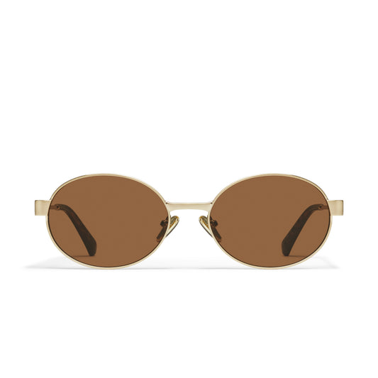 QUAY Anyways Sunglasses - Brushed Gold/Brown