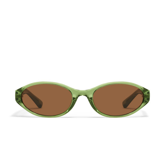 QUAY Aura Points Sunglasses - Pistachio/Brown