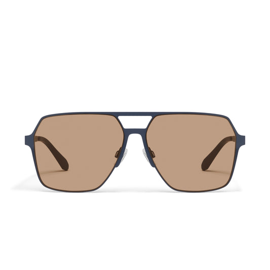 QUAY Backstage Pass Sunglasses - Matte Navy/Tan