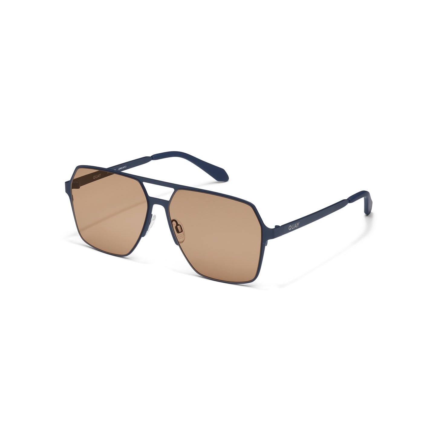 QUAY Backstage Pass Sunglasses - Matte Navy/Tan