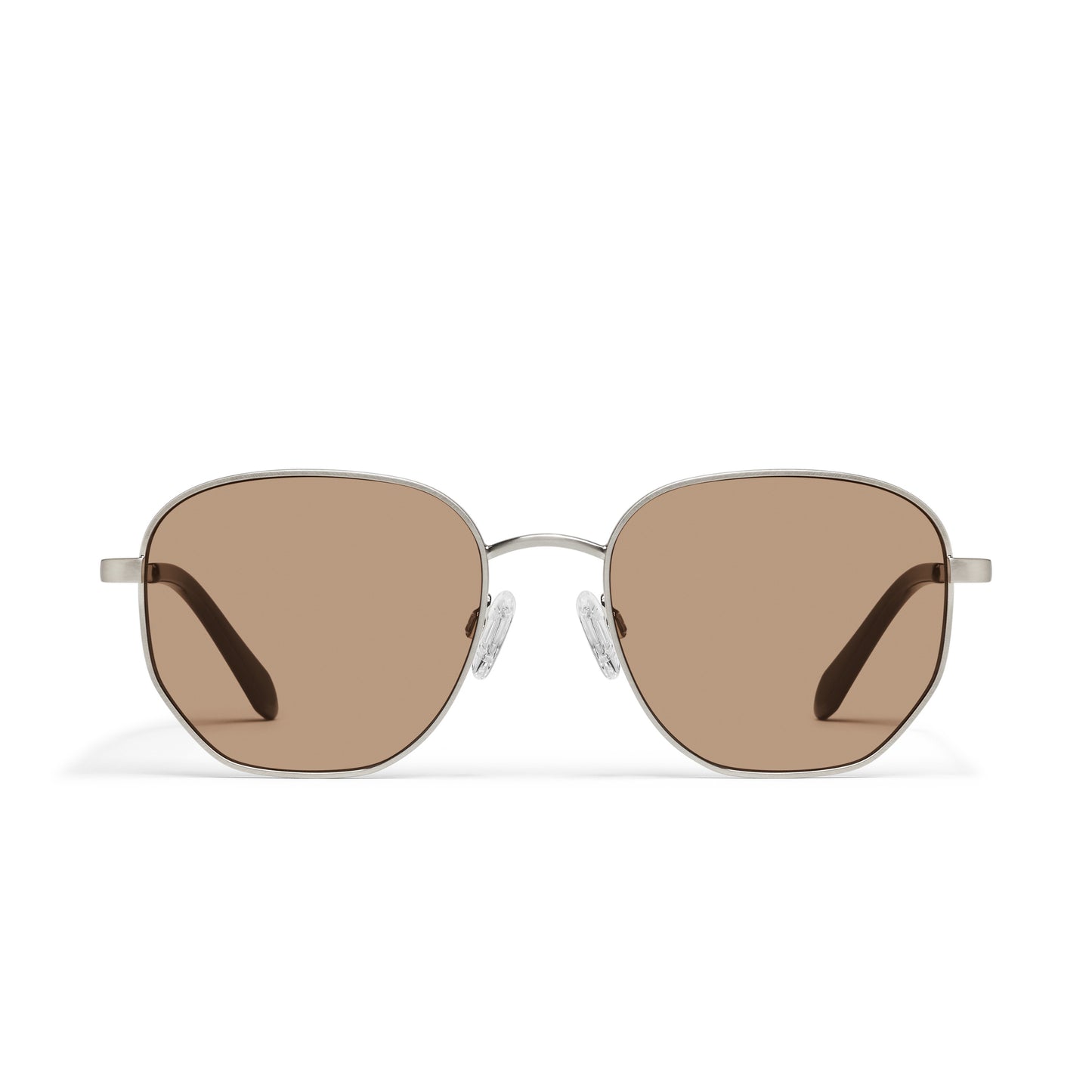 QUAY Big Time Sunglasses - Brushed Silver/Tan