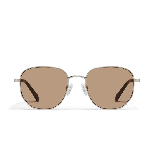 QUAY Big Time Sunglasses - Brushed Silver/Tan