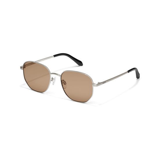 QUAY Big Time Sunglasses - Brushed Silver/Tan