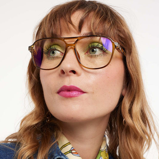 BARNER Brad - Glossy Ecru Olive Blue Light Reading Glasses
