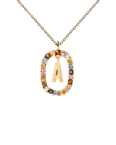 PDPAOLA Letter A Necklace - 925 Sterling Silver / 18K Gold Plating with Gemstones