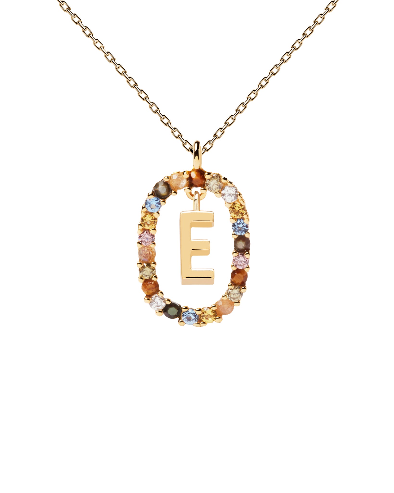 14K Yellow Gold Mini Initial E Necklace