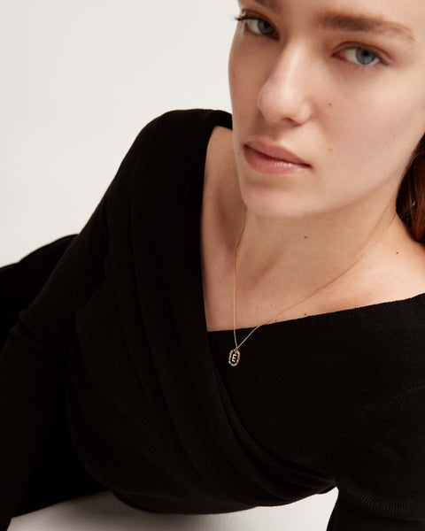 PDPAOLA Letter E Necklace - 925 Sterling Silver / 18K Gold Plating with Gemstones