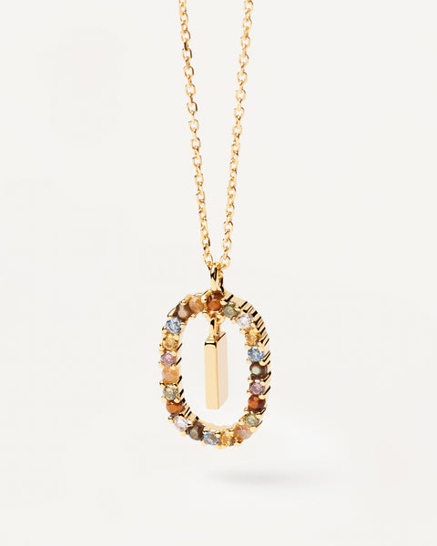 PDPAOLA Letter I Necklace - 925 Sterling Silver / 18K Gold Plating with Gemstones