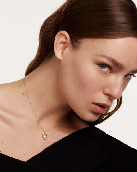 PDPAOLA Letter K Necklace - 925 Sterling Silver / 18K Gold Plating with Gemstones