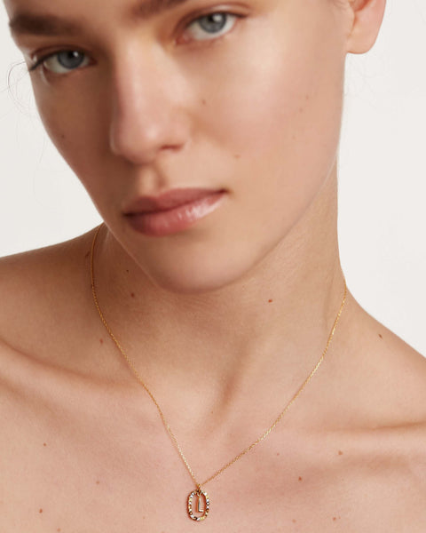 PDPAOLA Letter L Necklace - 925 Sterling Silver / 18K Gold Plating with Gemstones