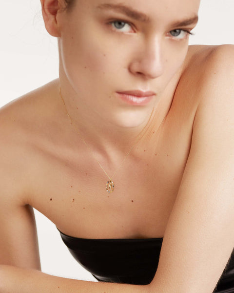 PDPAOLA Letter N Necklace - 925 Sterling Silver / 18K Gold Plating with Gemstones