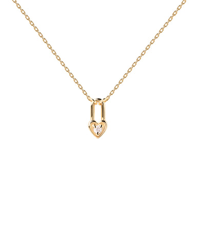 PDPAOLA Heart Padlock Necklace - 925 Sterling Silver / 18K Gold Plating