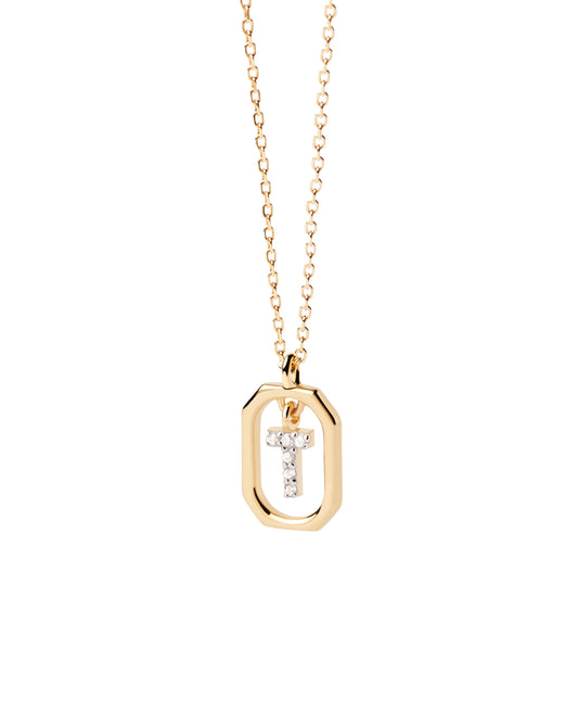 PDPAOLA Mini Letter T Necklace - 925 Sterling Silver / 18K Gold Plating