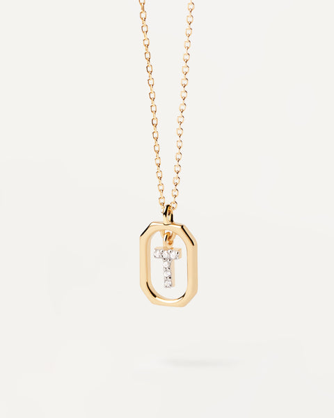 PDPAOLA Mini Letter T Necklace - 925 Sterling Silver / 18K Gold Plating