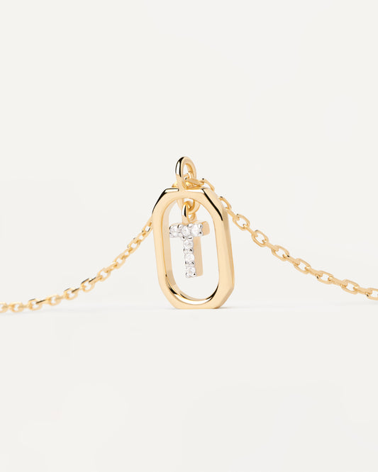PDPAOLA Mini Letter T Necklace - 925 Sterling Silver / 18K Gold Plating