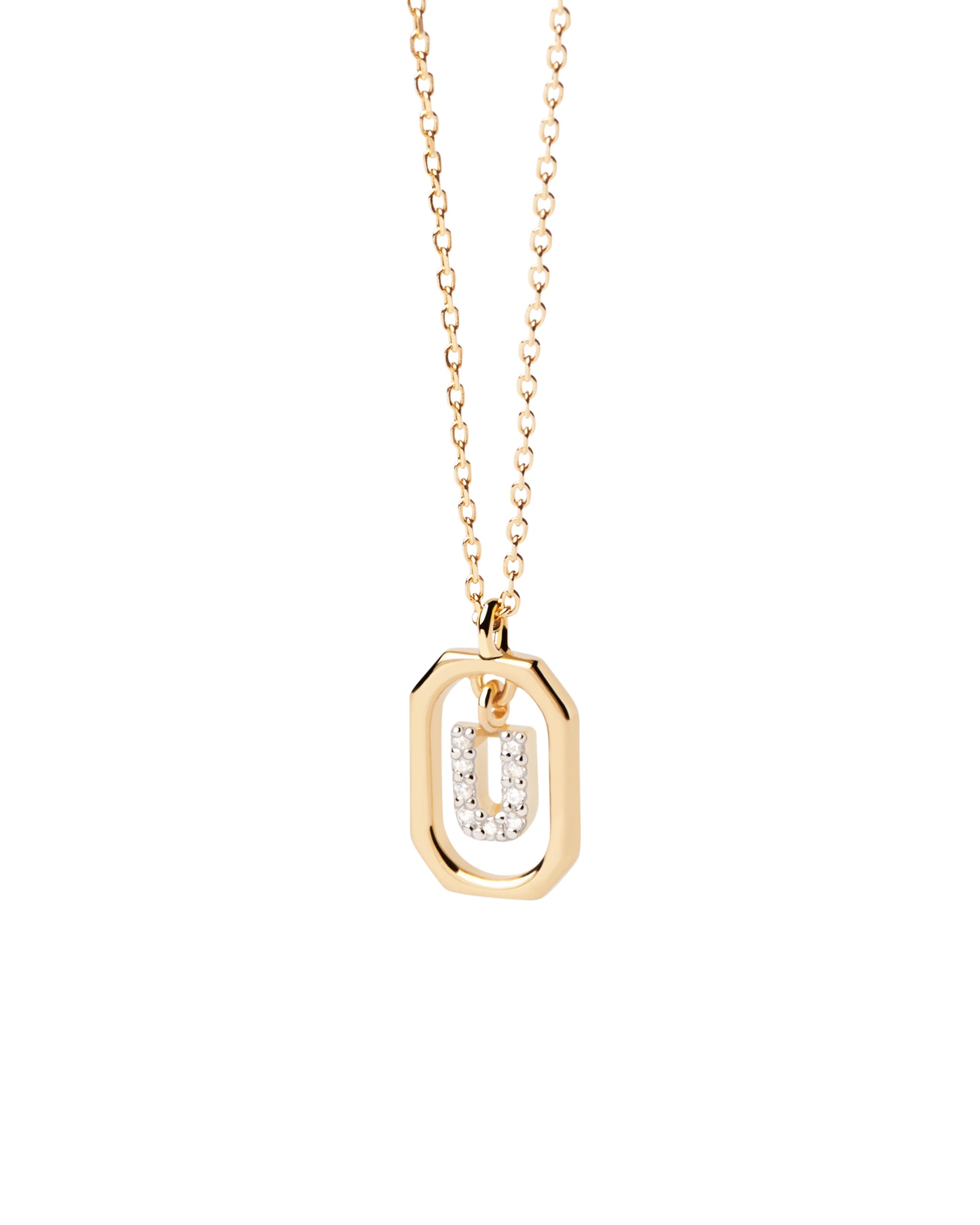 PDPAOLA Mini Letter U Necklace - 925 Sterling Silver / 18K Gold Plating