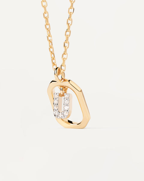 PDPAOLA Mini Letter U Necklace - 925 Sterling Silver / 18K Gold Plating