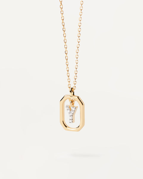 PDPAOLA Mini Letter Y Necklace - 925 Sterling Silver / 18K Gold Plating